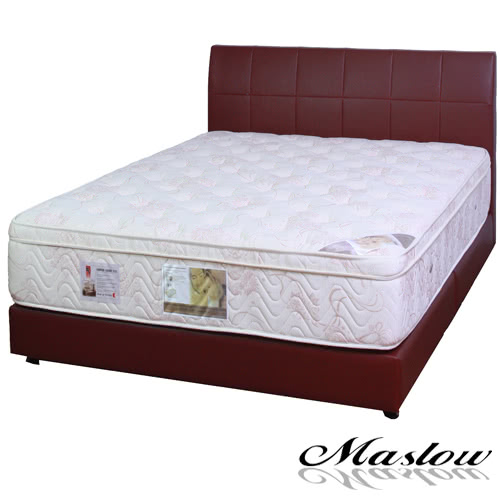 (Maslow-優質暗紅色皮製)加大床組-6尺(不含床墊)