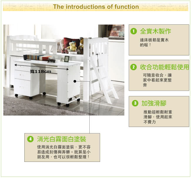 【顛覆設計】可愛天才型多功能書桌櫃組(純白色)