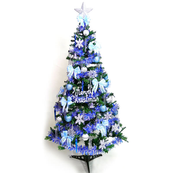 【聖誕裝飾品特賣】幸福6尺/6呎(180cm一般型裝飾聖誕樹+飾品組-藍銀色系不含燈)