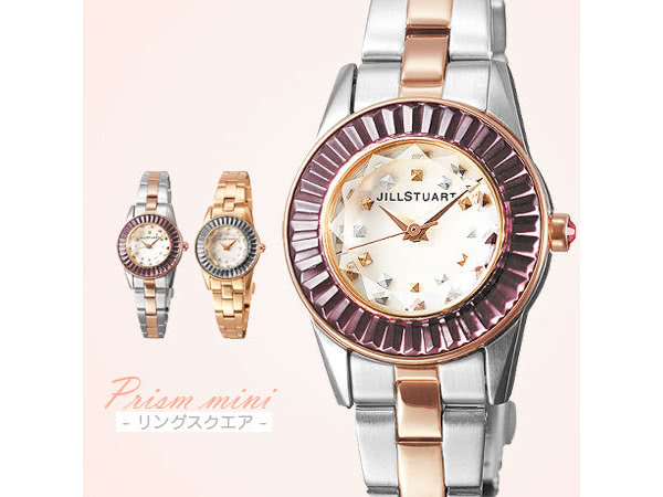 【JILL STUART】都會時尚新女性金屬腕錶 方晶鋯石玫瑰金手錶(玖飾時尚NE1017)