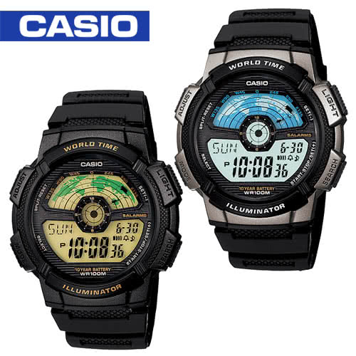 【CASIO 卡西歐】飛機儀表板設計運動錶(AE-1100W)