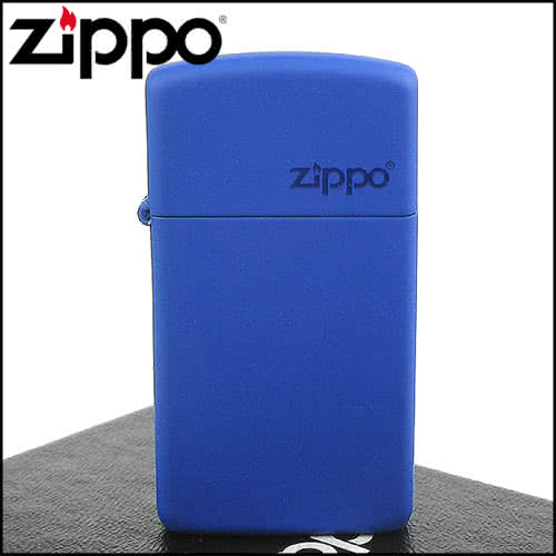 【ZIPPO】美系-LOGO字樣打火機-Royal Blue Matte寶藍烤漆(窄版)