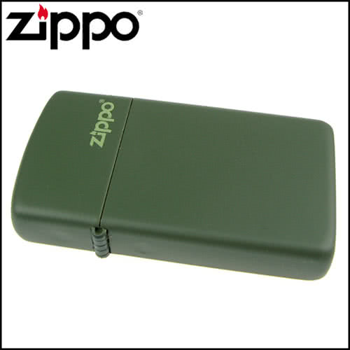 【ZIPPO】美系-LOGO字樣打火機-Green Matte軍綠烤漆(窄版)