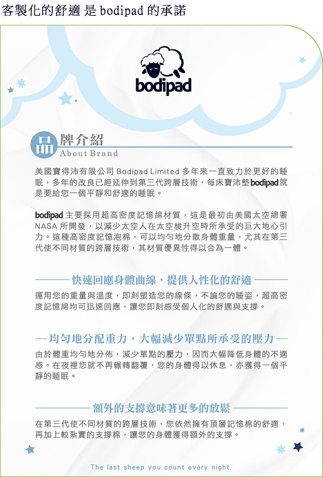 【bodipad 寶沛墊】超釋壓850S 記憶床墊單人5cm