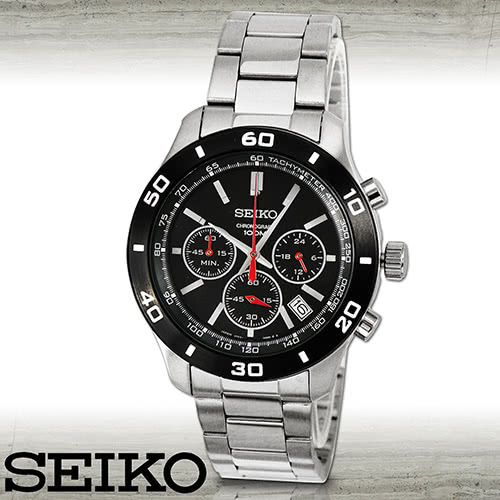 【SEIKO 精工】經典賽車三眼石英錶(SSB053J1)