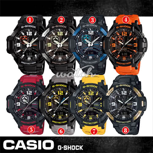 【CASIO 卡西歐 G-SHOCK 系列】數位羅盤/溫度/計時_LED_造型飛行錶(GA-1000)
