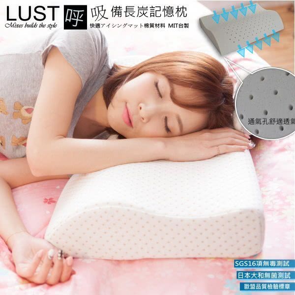 【Lust 生活寢具 台灣製造】《備長炭記憶枕》全台狂銷破萬件波浪造型SGS保證(備長炭)