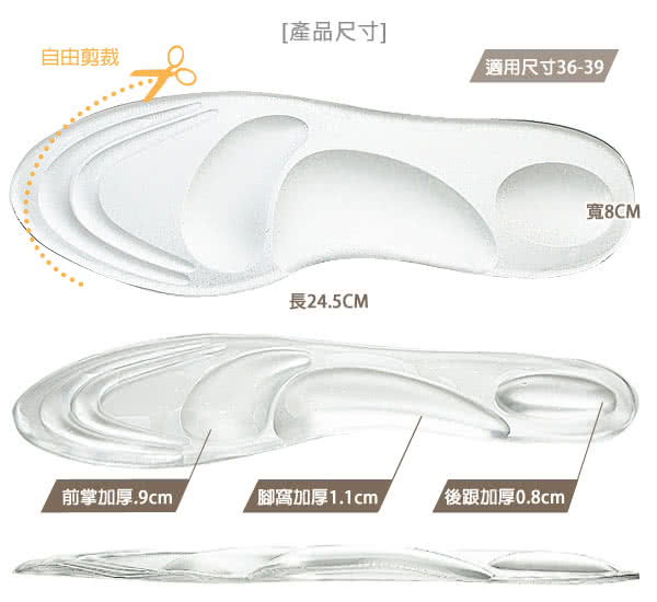 【足的美形】4D立體設計足弓全墊(2雙)