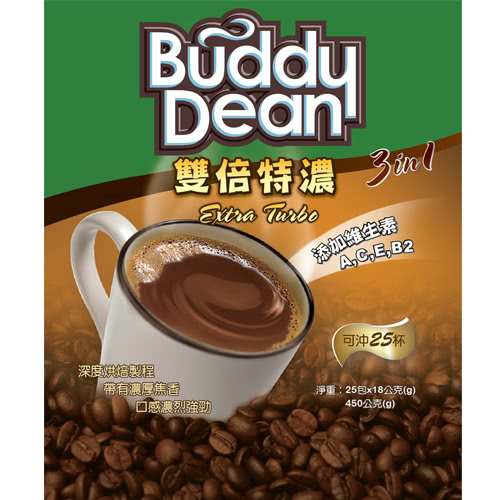 【Buddy Dean】巴迪三合一咖啡-雙倍特濃(18gx25包入/袋)
