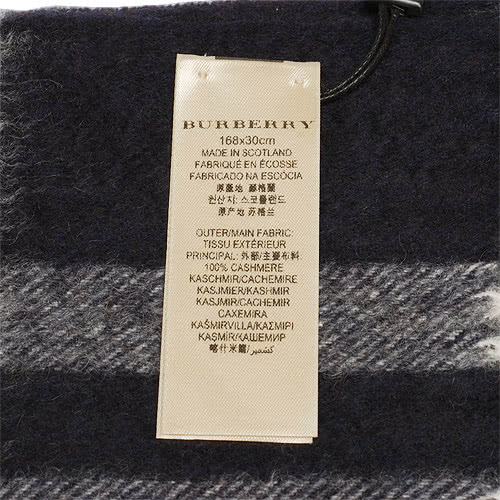 【BURBERRY】經典大格紋喀什米爾羊毛圍巾 168CM-海軍藍(3834195-NAVY-CHECK)