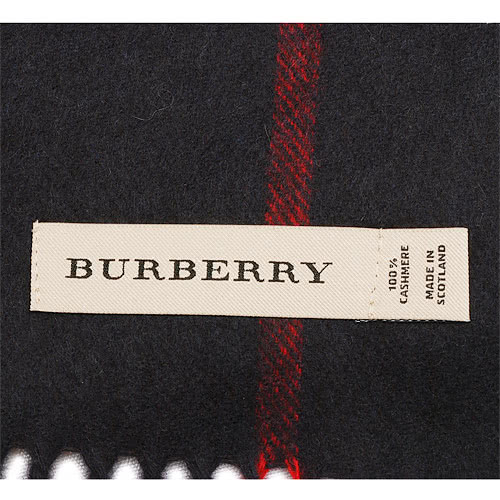 【BURBERRY】經典大格紋喀什米爾羊毛圍巾 168CM-海軍藍(3834195-NAVY-CHECK)
