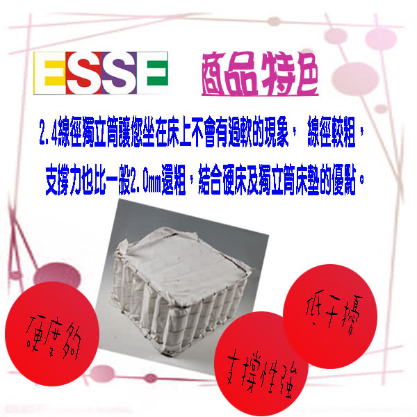 【ESSE御璽名床】二線乳膠硬式獨立筒床墊(護背系列6x6.2尺 雙人加大)