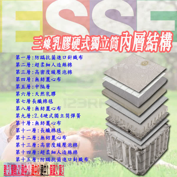 【ESSE御璽名床】二線乳膠硬式獨立筒床墊(護背系列6x6.2尺 雙人加大)