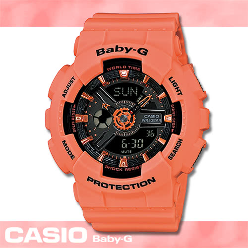 【CASIO 卡西歐 Baby-G 系列】繽紛色彩雙顯運動女錶_46mm(BA-111-4A2)