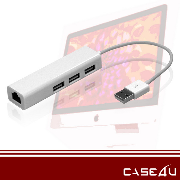 【CASE4U】Mac 轉接線(USB2.0 高速傳輸網路線 與USB三孔)