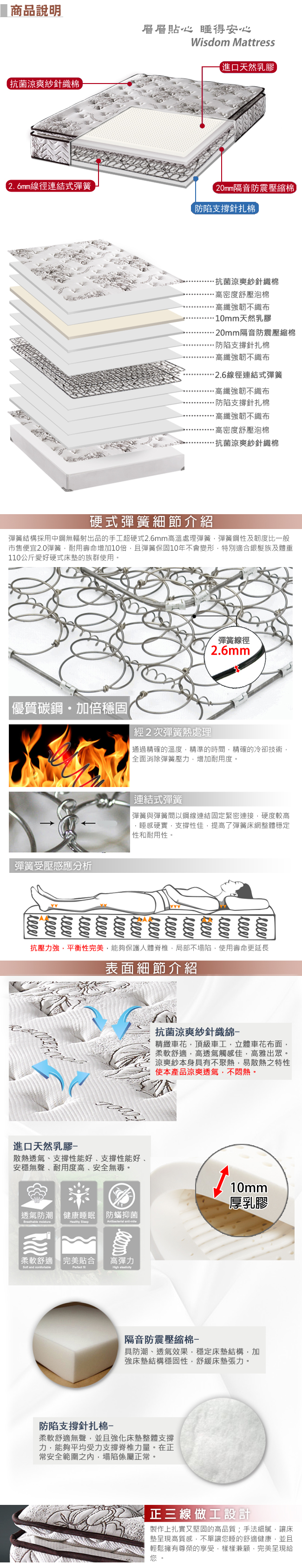 【尚牛床墊】正三線乳膠涼爽舒柔布硬式彈簧床墊-單人3尺