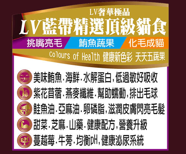 【LV藍帶精選】化毛成貓1.5kg+活力成貓1.5kg(2包促銷組)