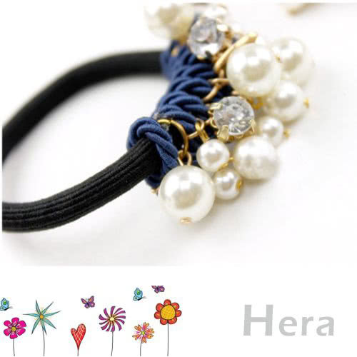 【Hera】赫拉 手工髮飾水鑽珍珠蝴蝶結繞線髮圈/髮束(3色)