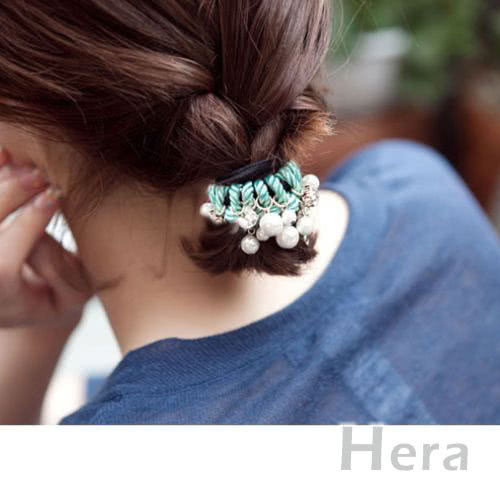 【Hera】赫拉 手工髮飾水鑽珍珠蝴蝶結繞線髮圈/髮束(3色)