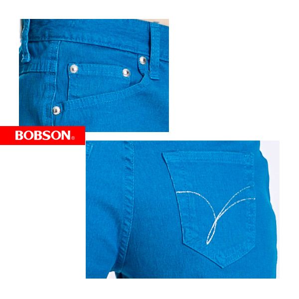 【BOBSON】女款套染短褲(寶藍196-51)