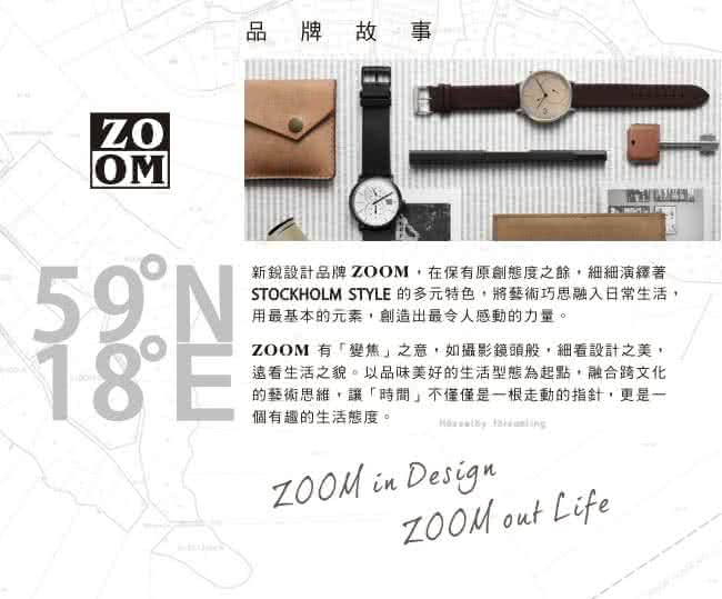 【ZOOM】THIN 極簡超薄腕錶(深棕 /42mm)