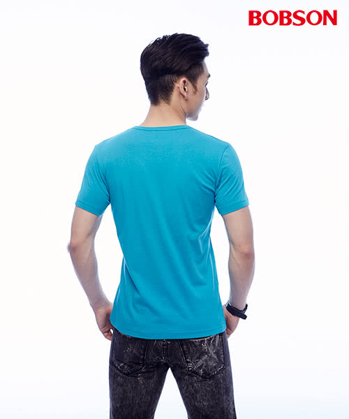 【BOBSON】男款印圖T恤(藍24039-59)