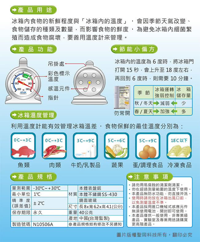 【Dr.AV】不銹鋼冰箱專用 溫度計(GM-30S)