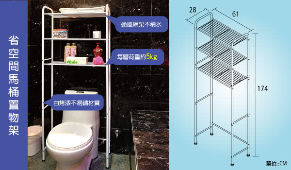 【ikloo宜酷屋】省空間多功能馬桶置物架