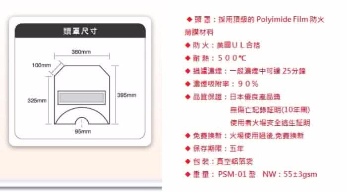 【中揚消防】火災防煙面罩 全部防火材質 火場逃生 消防安檢必備裝備