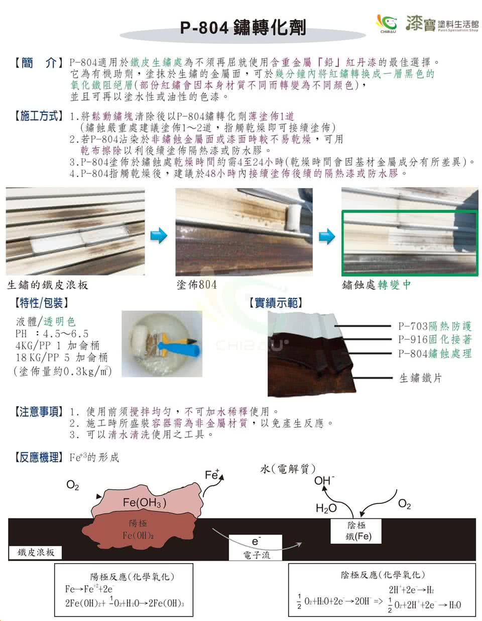 【金絲猴】鏽轉化劑 P-804(1公升裝)