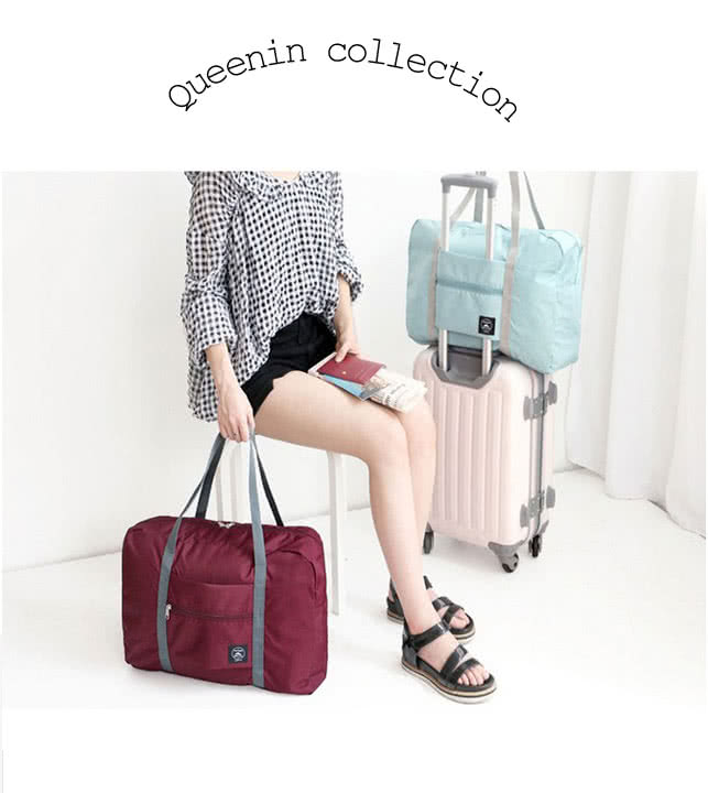 【DF Queenin】血拚不求人折疊式大容量旅行袋(共3色)