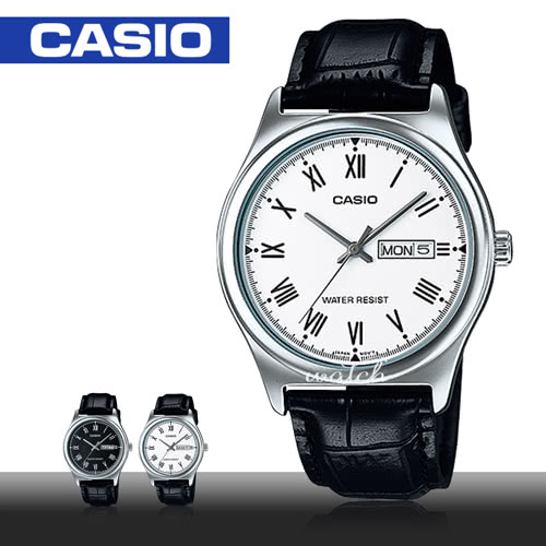 【CASIO 卡西歐】型男必備_皮革錶帶_日期顯示_生活防水_礦物玻璃_男錶(MTP-V006L)