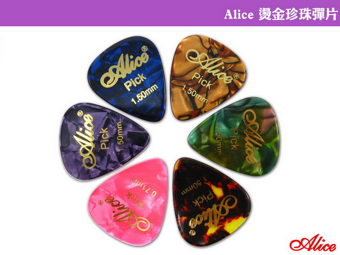 【美佳音樂】Alice 燙金珍珠彈片-12片盒裝(適合吉他刷和弦時使用)