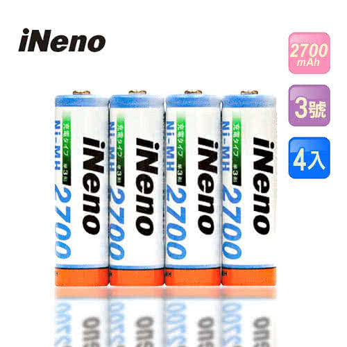 【iNeno】高容量鎳氫充電電池(3號4入)