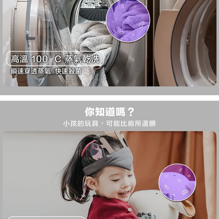 高溫 100 C 蒸氣乾洗 瞬速穿透蒸氣快速殺菌 你知道嗎 小孩的玩具,可能比廁所還髒