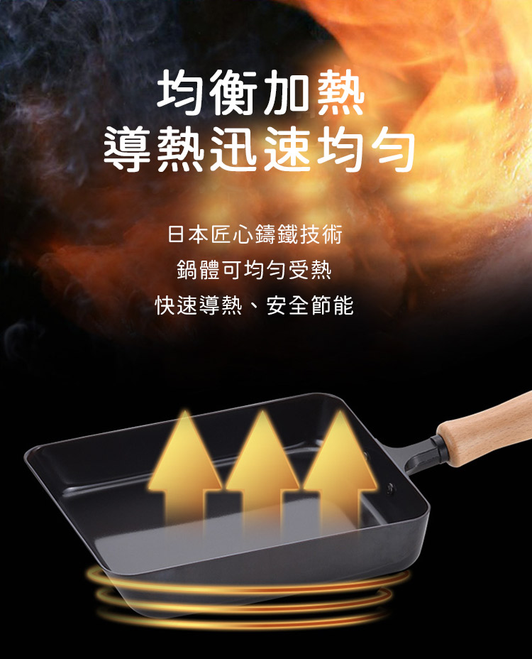 均衡加熱 導熱迅速均匀 日本匠心鑄鐵技術 鍋體可均匀受熱 快速導熱、安全節能 