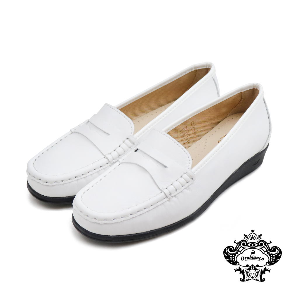 Orobianco 經典素面軟墊懶人休閒樂福鞋 白色(O73 Orobianco 經典素面軟墊懶人休閒樂福鞋 白色(O73