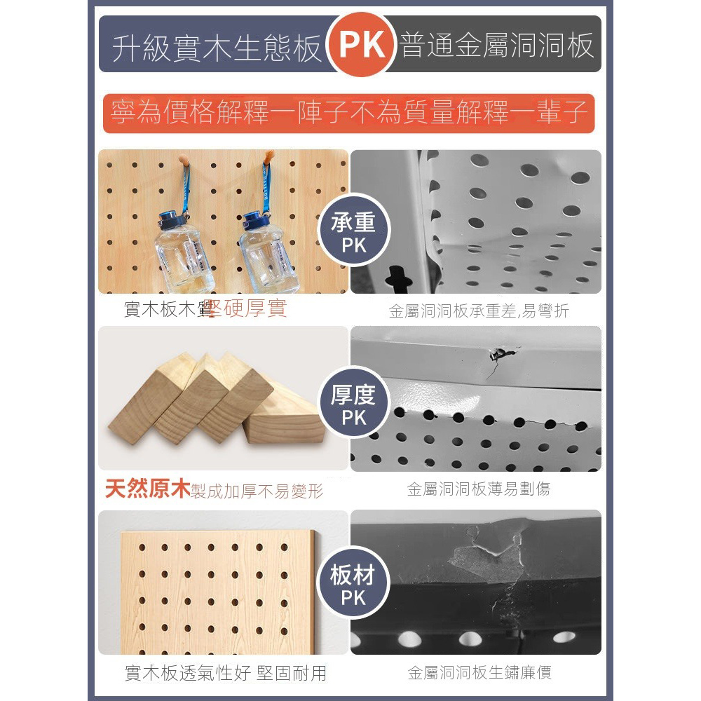 歐德沐 實木洞洞板置物架 40*60承重穩固 自由調節 品質 歐德沐 實木洞洞板置物架 40*60承重穩固 自由調節 品質