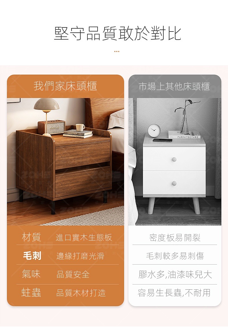 E-home家居 實木床頭櫃 床頭櫃 床邊收納櫃(50*40 E-home家居 實木床頭櫃 床頭櫃 床邊收納櫃(50*40
