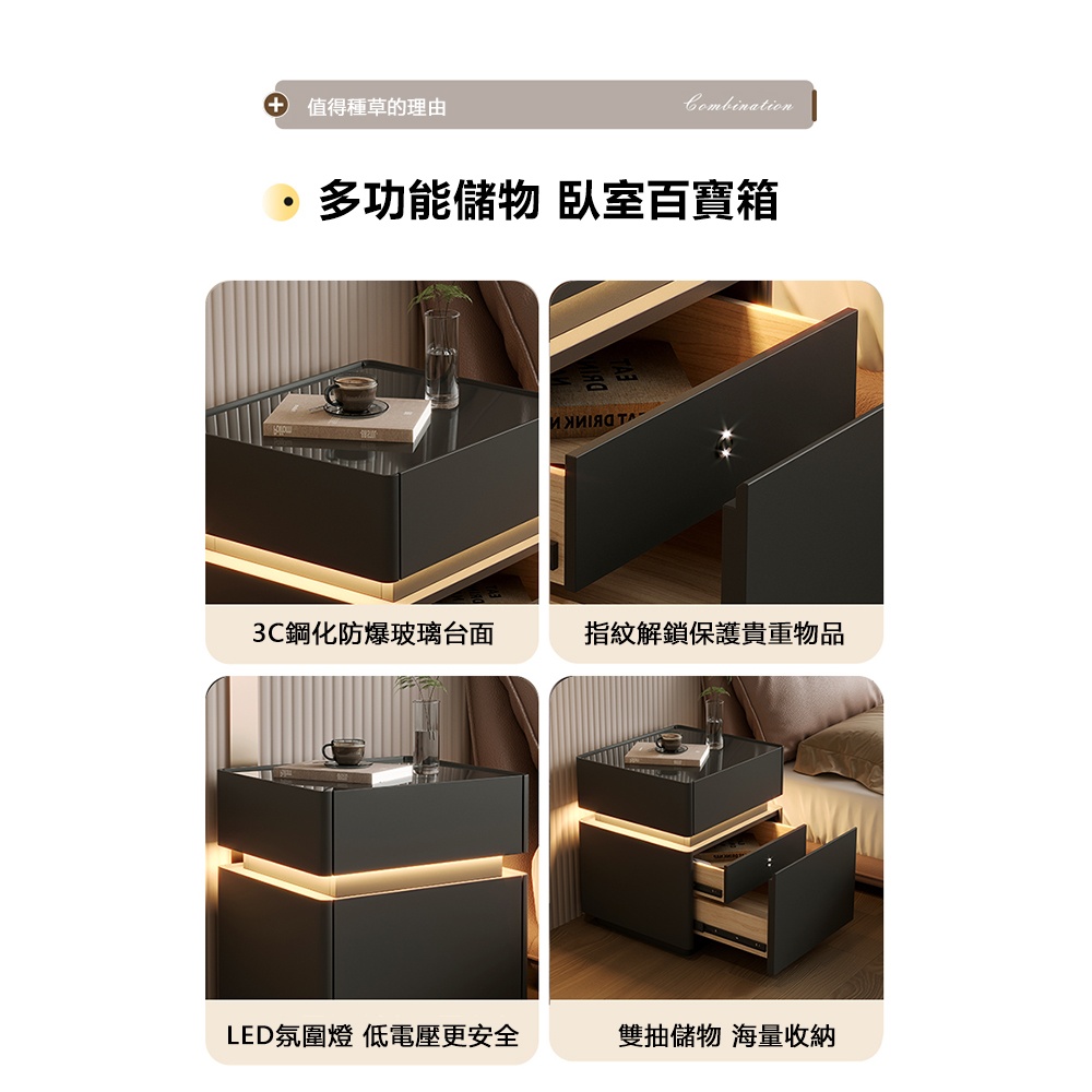 WELAI 意式極簡床頭櫃輕奢高級實木臥室床邊櫃(床頭櫃/邊 WELAI 意式極簡床頭櫃輕奢高級實木臥室床邊櫃(床頭櫃/邊