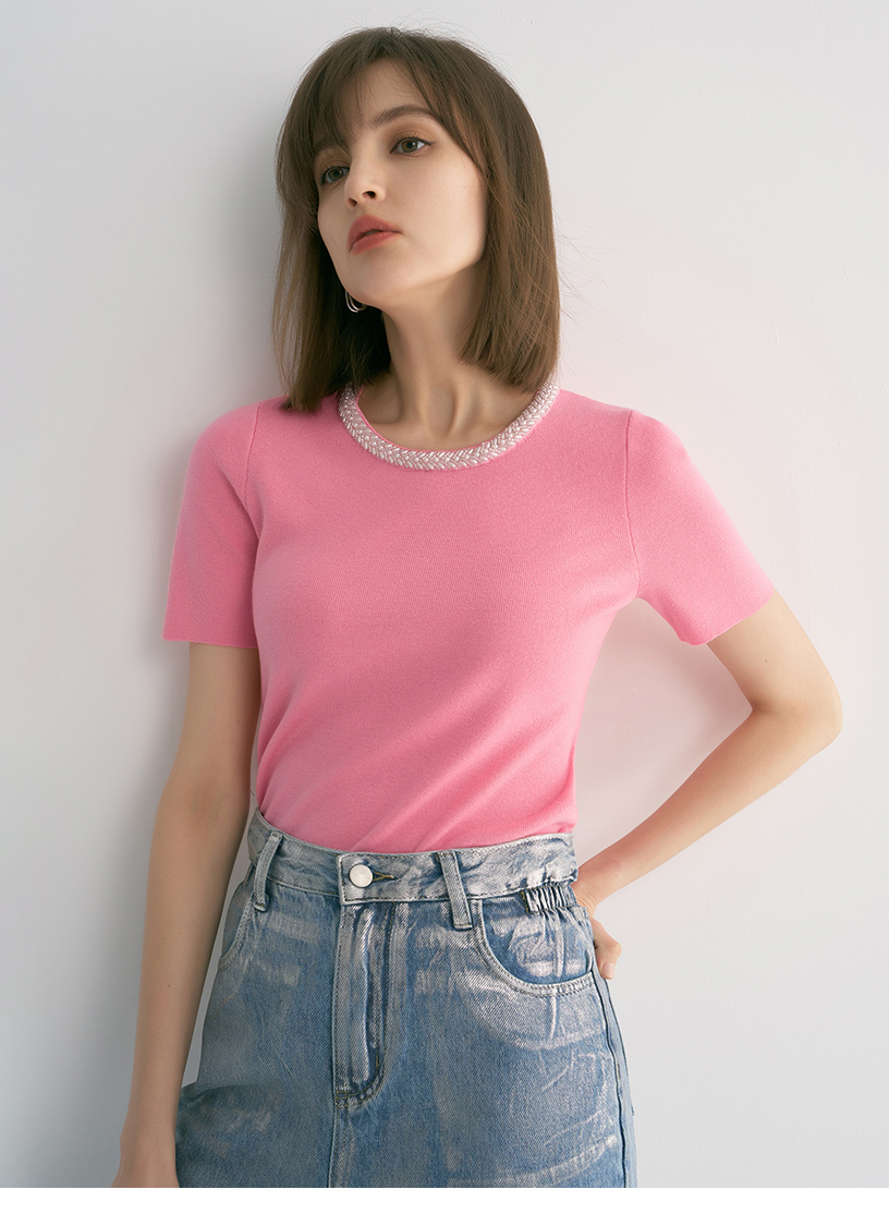 MOMA 珍珠領短袖針織上衣(兩色)折扣推薦 MOMA 珍珠領短袖針織上衣(兩色)折扣推薦