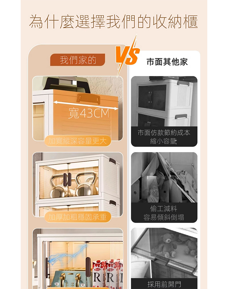 懶人聯盟 收納折疊收納箱 玩具零食置物櫃 整理盒廚房(寬45 懶人聯盟 收納折疊收納箱 玩具零食置物櫃 整理盒廚房(寬45