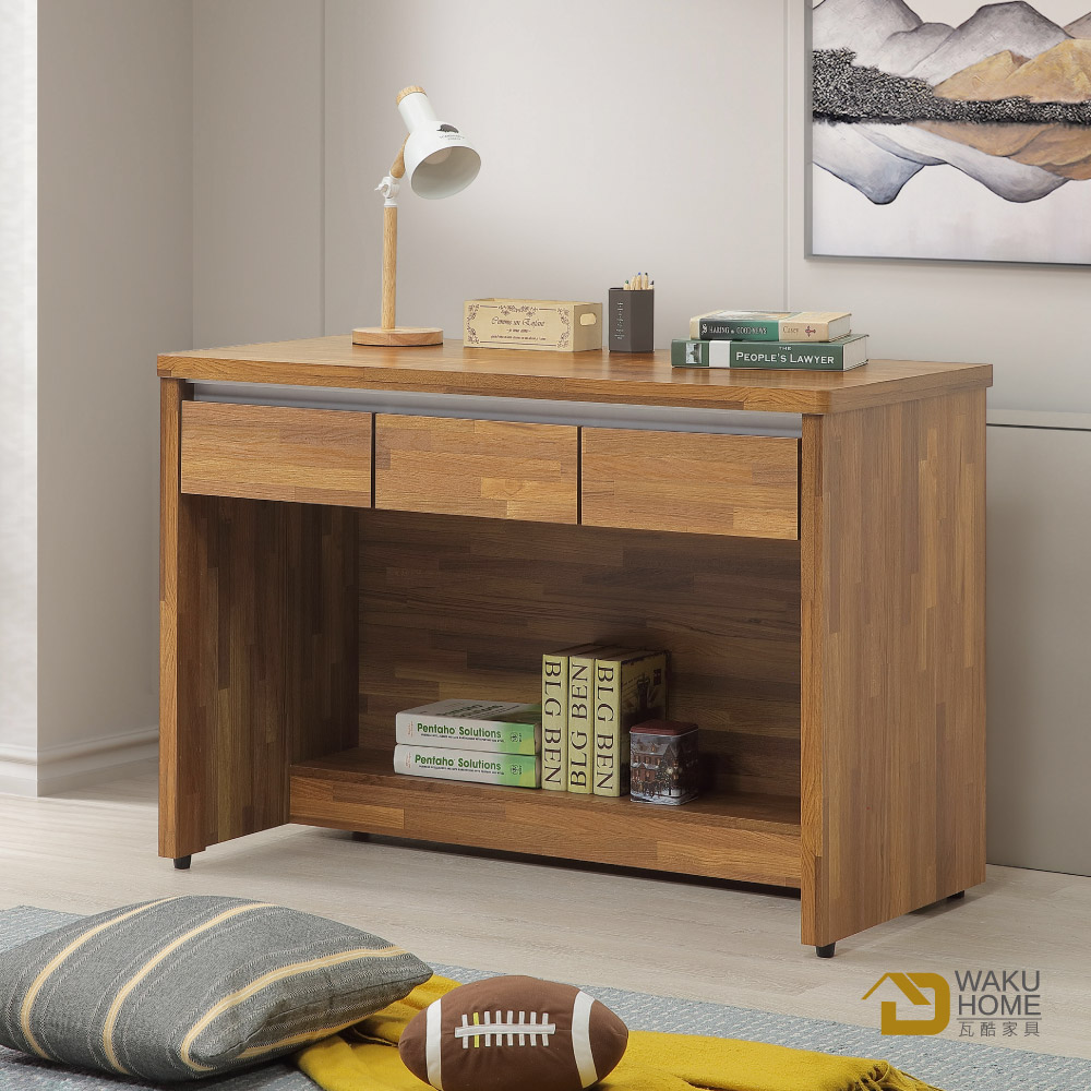 WAKUHOME 瓦酷家具 Ari工業風木心板4尺三抽書桌A WAKUHOME 瓦酷家具 Ari工業風木心板4尺三抽書桌A