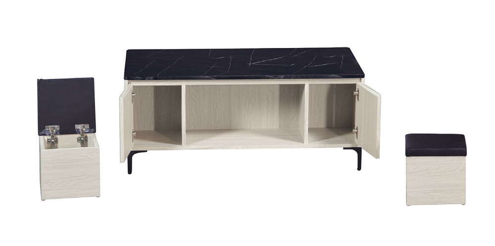 MUNA 家居 2082型聖羅蘭4尺黑白根石面大茶几/含小凳 MUNA 家居 2082型聖羅蘭4尺黑白根石面大茶几/含小凳