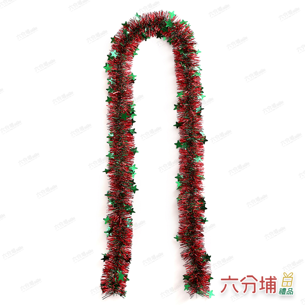 六分埔禮品 壓紋星星金蔥條-紅底綠星星-3入組(聖誕節擺飾耶 六分埔禮品 壓紋星星金蔥條-紅底綠星星-3入組(聖誕節擺飾耶