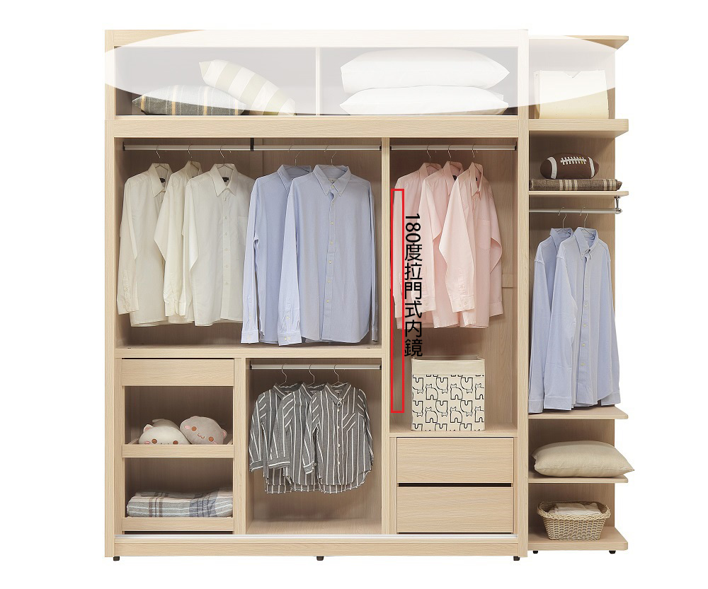 MUNA 家居 尼娜7.6X7尺推門衣櫥/含內鏡/208+2 MUNA 家居 尼娜7.6X7尺推門衣櫥/含內鏡/208+2