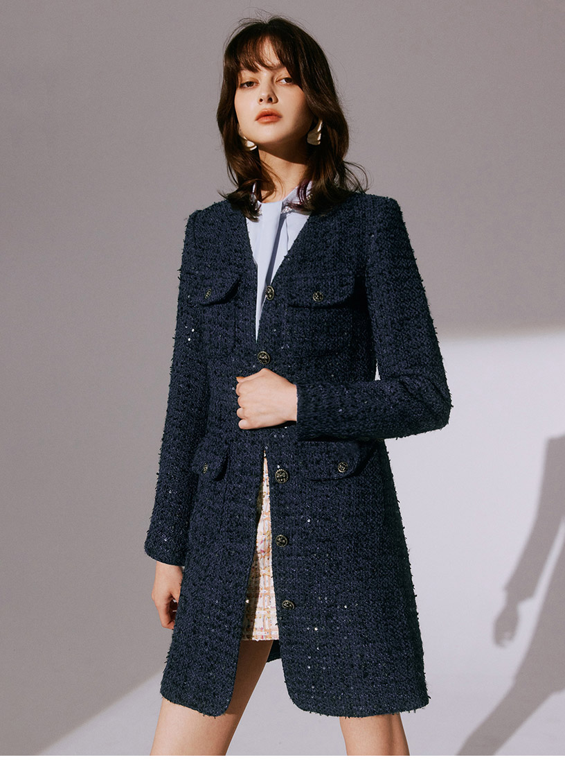 MOMA 低調奢華小香風毛呢洋裝(深藍色)好評推薦 MOMA 低調奢華小香風毛呢洋裝(深藍色)好評推薦