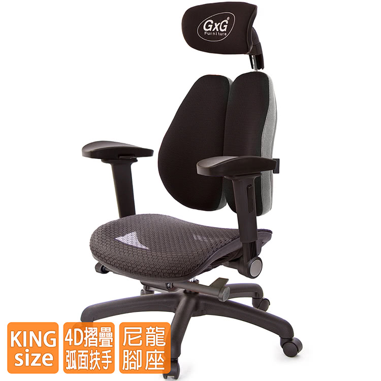 GXG 吉加吉 大網座 雙背工學椅 4D弧面摺疊扶手(TW- GXG 吉加吉 大網座 雙背工學椅 4D弧面摺疊扶手(TW-