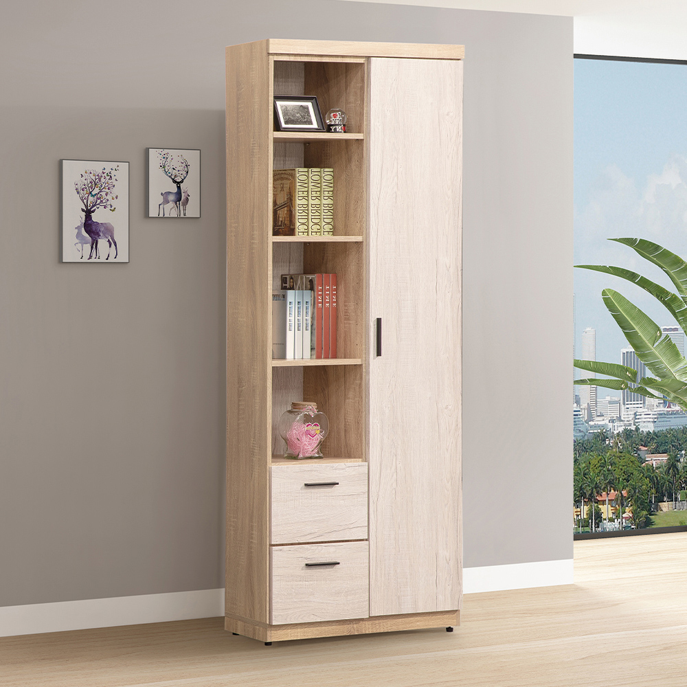 唯熙傢俱 唯樂雙色2.5尺右書櫃(書櫃 半開放式書櫃 收納櫃 唯熙傢俱 唯樂雙色2.5尺右書櫃(書櫃 半開放式書櫃 收納櫃