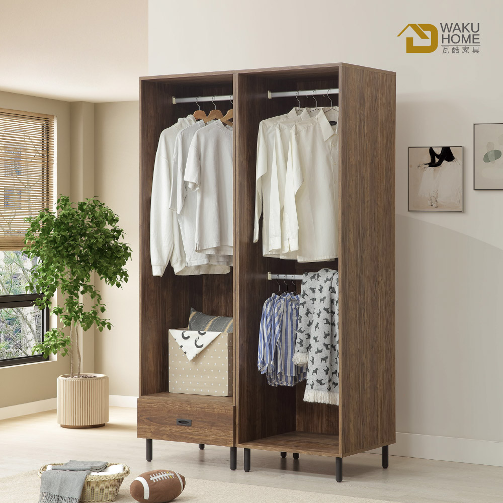 WAKUHOME 瓦酷家具 Haven4尺組合開放式衣櫃-胡 WAKUHOME 瓦酷家具 Haven4尺組合開放式衣櫃-胡